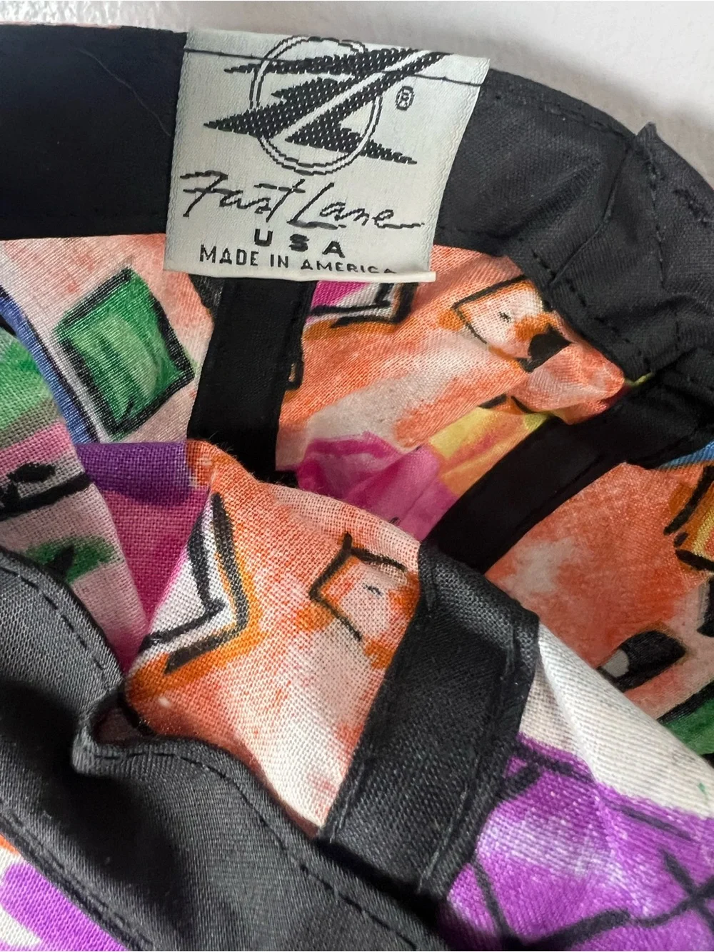 VTG 80s 90s Made in USA Abstract Artsy Graphic Print Dad Hat Baseball Cap